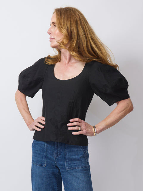 Scoop Neck Lina Top, black