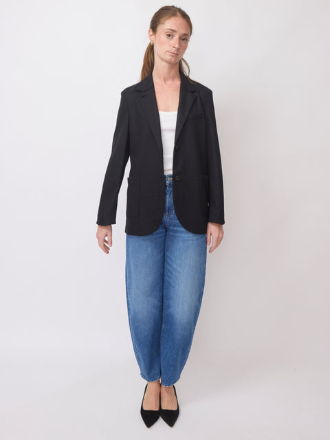 Collared Merino Blazer, Black
