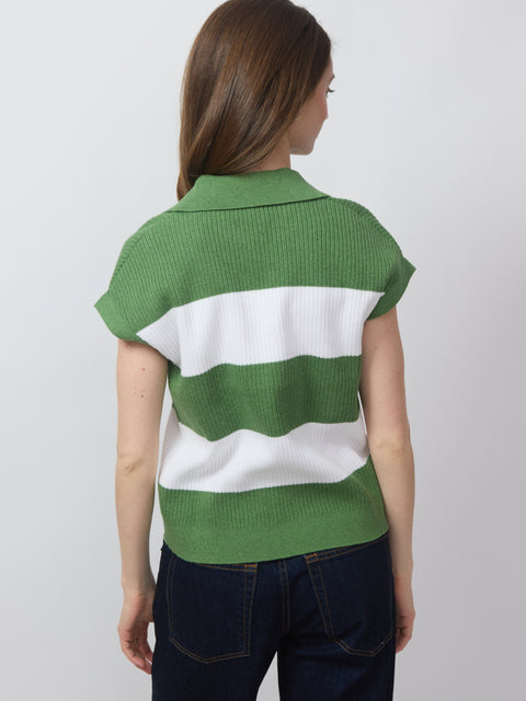 Rib Splitneck Polo, Green/White