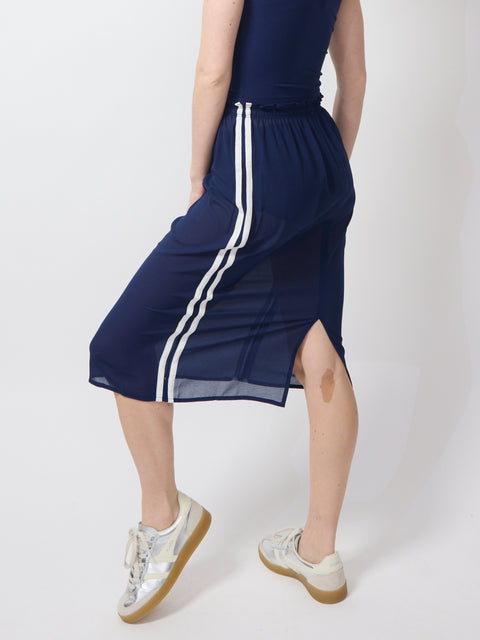 Sheer Sporty Chiffon Skirt, navy