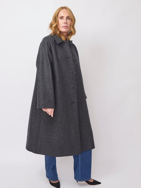 Balmacaan Cashmere Coat, Anthracite Twill