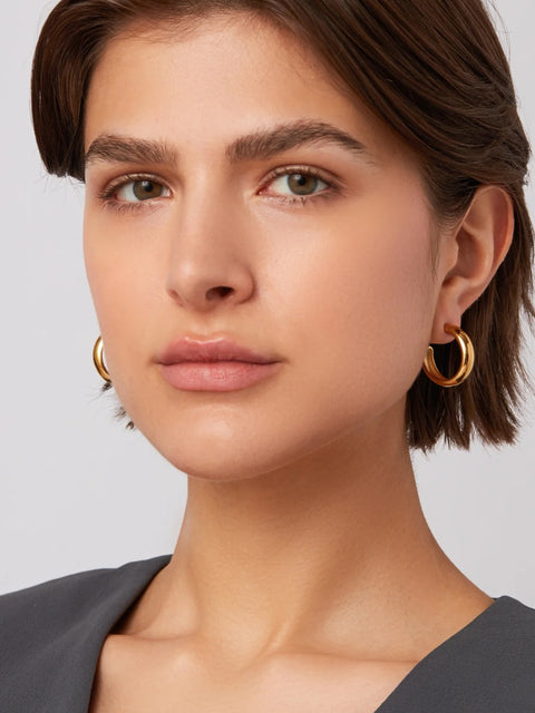 Staple Hoops Medium, Gold
