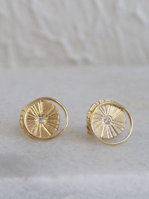 Sun & Moon Diamond Studs, 14k