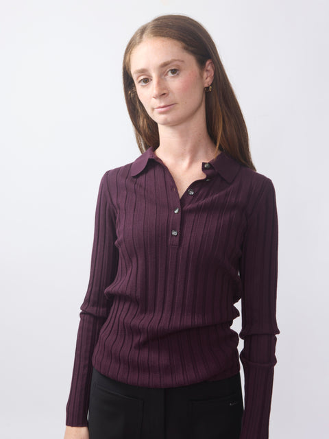 Poloneck Sweater, dark cherry
