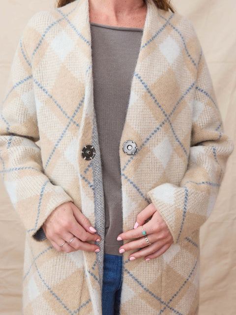 Plaid Sweater Jacket, Camel