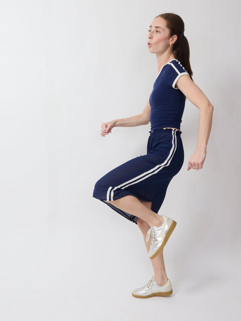 Sheer Sporty Chiffon Skirt, navy