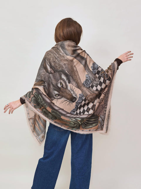 Wolf You Feed, 135cm wool/silk, desert