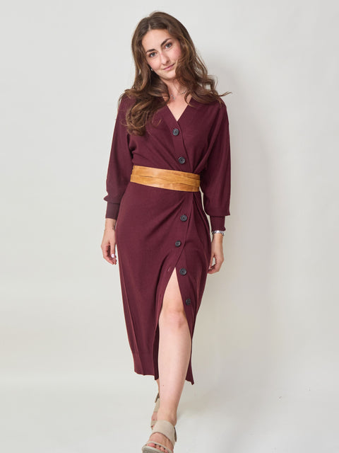 Drippy Cardi Dress, Mulberry