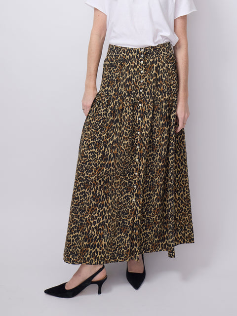 Highland Skirt, Tan Leopard