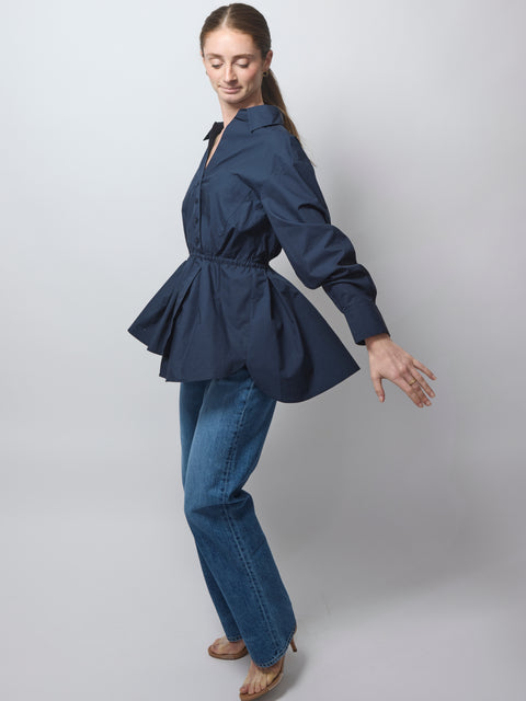 Falling Off the Shoulder Top, navy