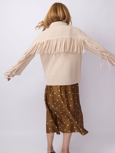 Western Fringe Sweater, Natural