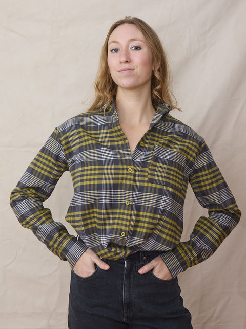 Ondine Flannel, Grey Plaid