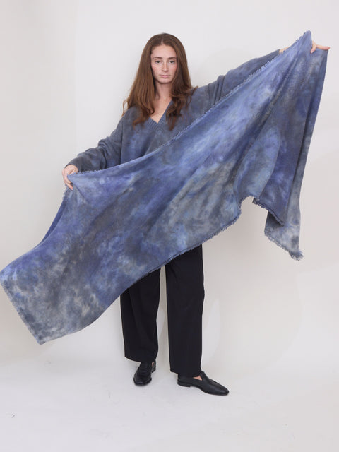 Cocoon Fringe Scarf, Blue Night