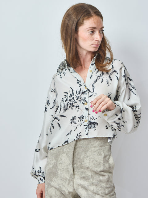 Camicia Flower Cropped, perla