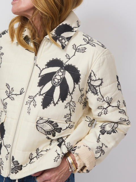 Lex Shadow Lace Jacket, Off-White