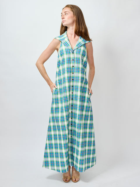 Take It or Sleeveless Dress, blue/green plaid 8