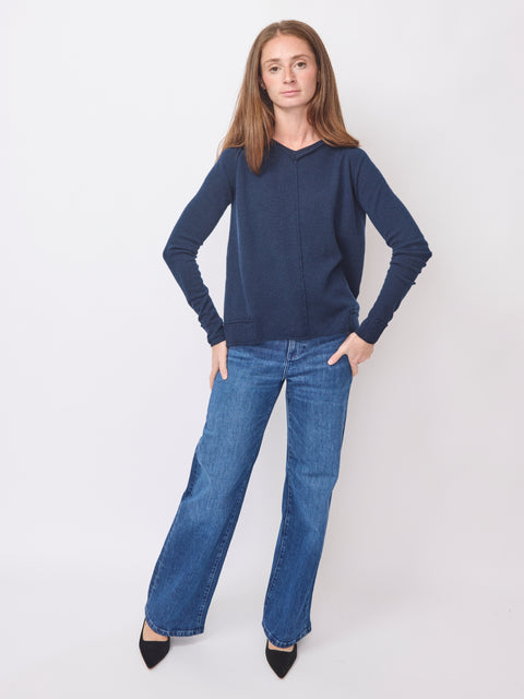V-Neck Pullover, Navy