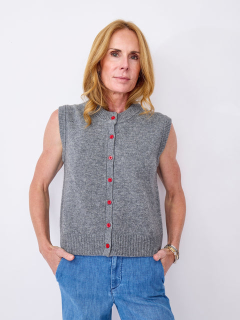 Button Vest, Grey