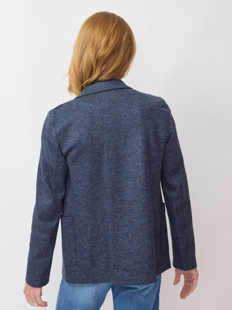Collared Donegal Blazer, Dark Blue