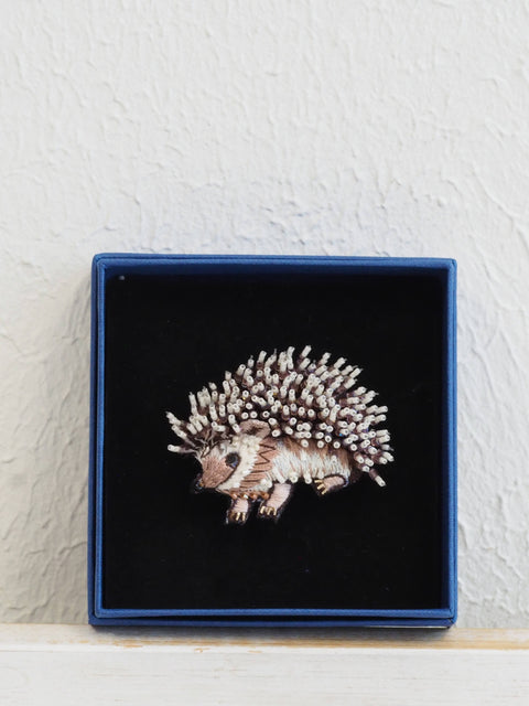White Breasted Hedgehog Brooch