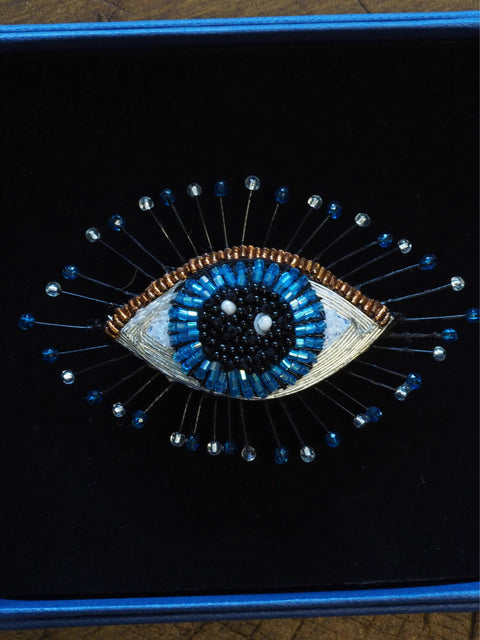 Lapis Eye Brooch
