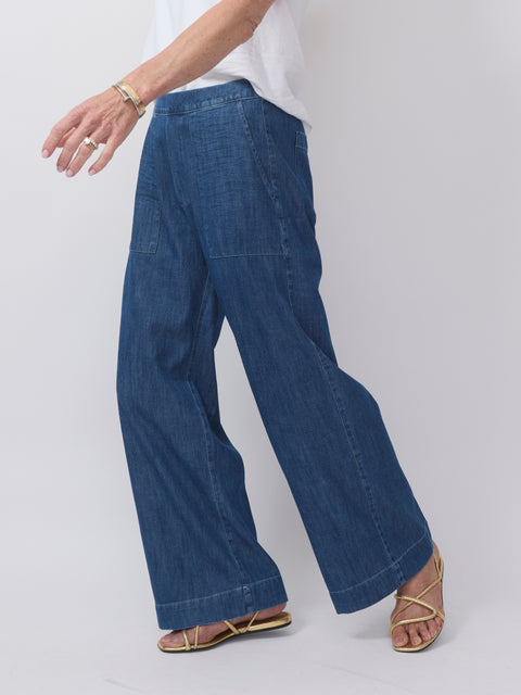 Madeline, Distressed Indigo Washed Denim