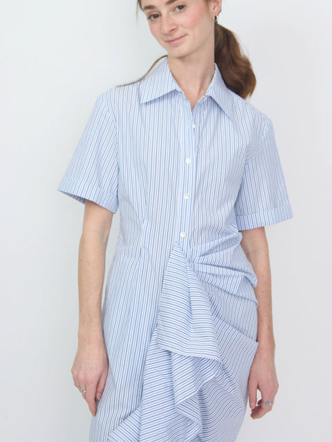 Rosie Assoulin Gathered Ruffle Striped Cotton Midi Shirtdress, Women's, 2, Casual & Work Dresses Shirtdresses Button-Down Shirt Dresses Rosie Assoulin Gathered Ruffle Striped Cotton Midi Shirtdress, Women's, 2, Casual & Work Dresses Shirtdresses Button-Down Shirt Dresses