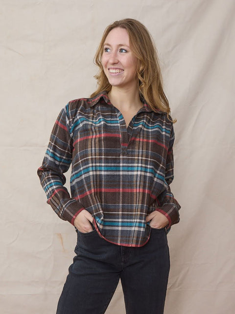 Celeste Flannel, Brown/Teal