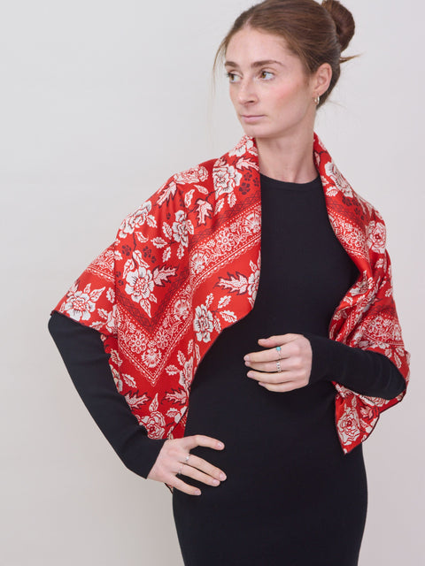 Rosey in Red Hot, silk wild rag