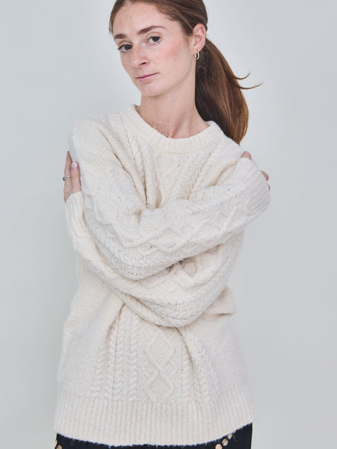 Rayna Cable Sweater, cream