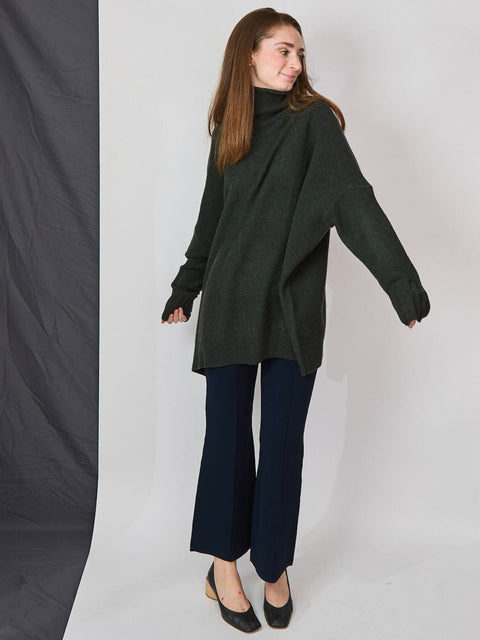 Oversized Turtleneck, Deep Olive