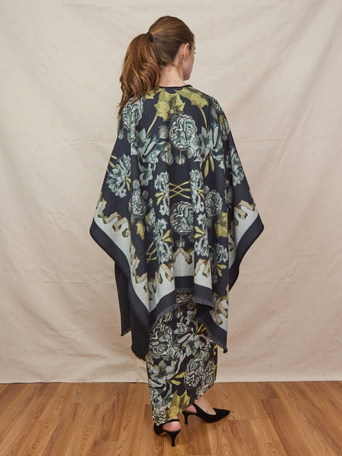 Roses & Daffodils Wool Poncho