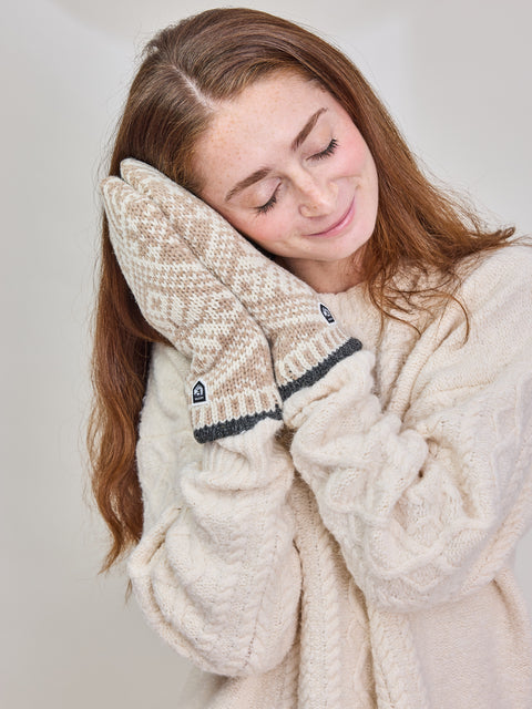 Nordic Wool Mitt, Beige/Off White