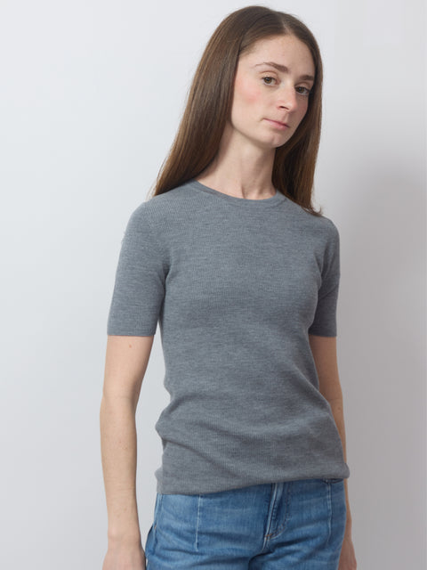 Ribbed Merino Tee, Graphite