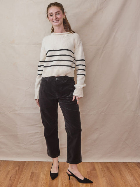 Cropped Field Sweater, Striped