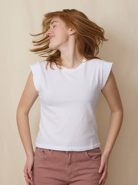 Peak Shoulder Tee, White