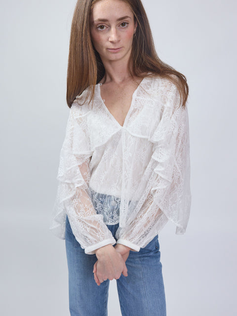 Hazan Ruffle Top, Cream