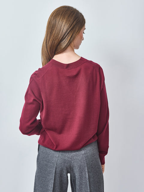 V-Neck Pullover, Sloe Gin