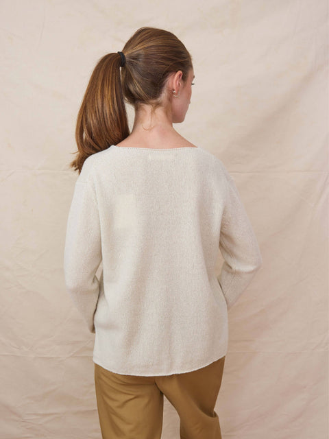 Wool/Silk Pullover, Ivory