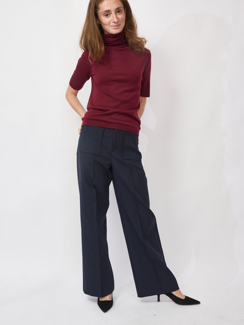 Short-Sleeve Turtleneck, Sloe Gin