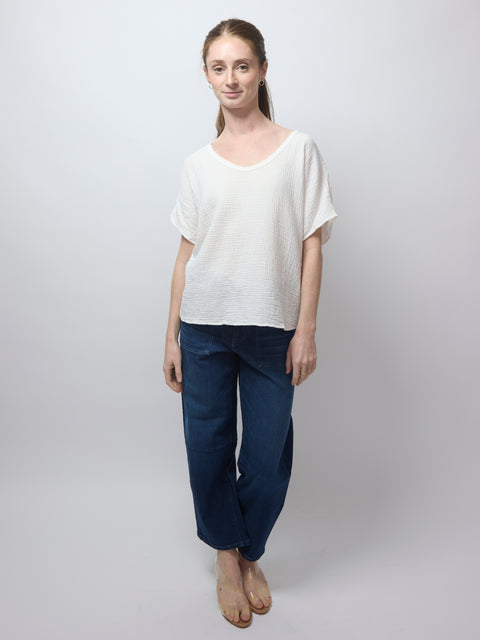 S/S Gauze Top, Salt