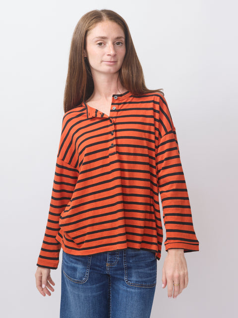 Shrunken Henley, Hot Red Naval Stripe
