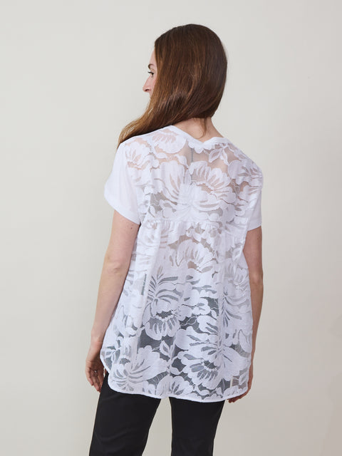 Lace Back Tee, white