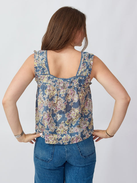 Victorian Tank, Indigo Floral