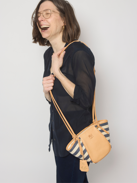 Linnea 1970 Crossbody, Riga blu/Naturale