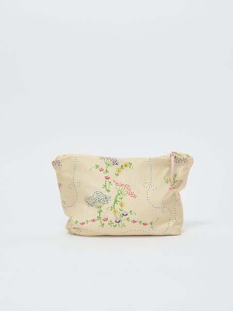 Make Up Pouch, Fleurette Ecru