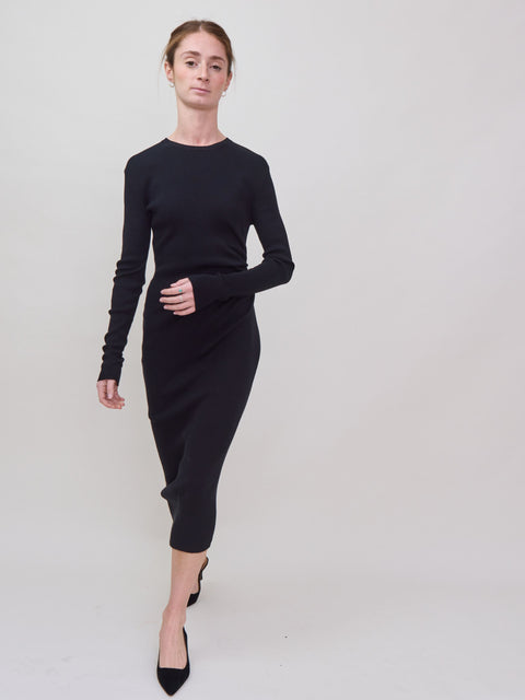 Cotton Dress w/ Gathered Side, black