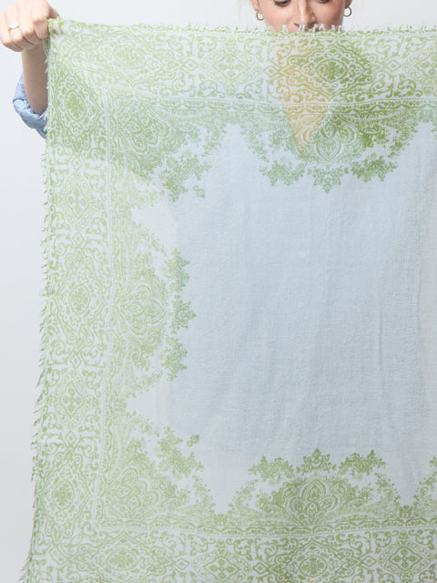 Paisley Whisper Neckerchief, pale blue/moss
