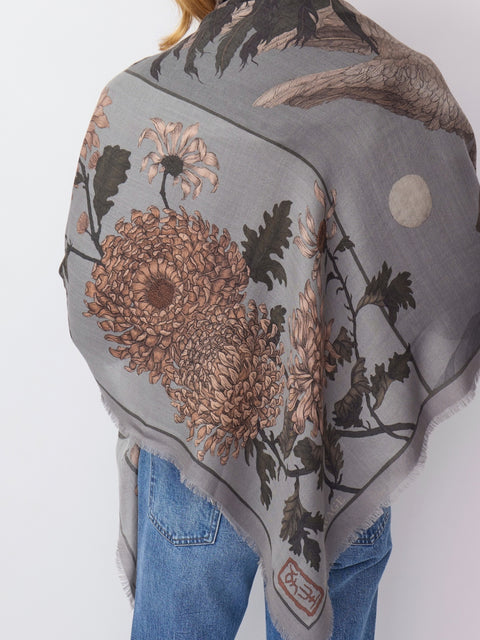 Wind Dancer, Heaven Caller, 135cm silk/wool, Ash/Cinder