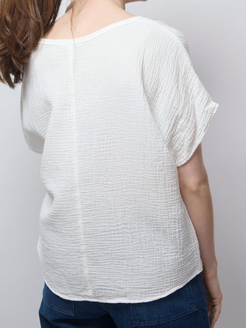 S/S Gauze Top, Salt